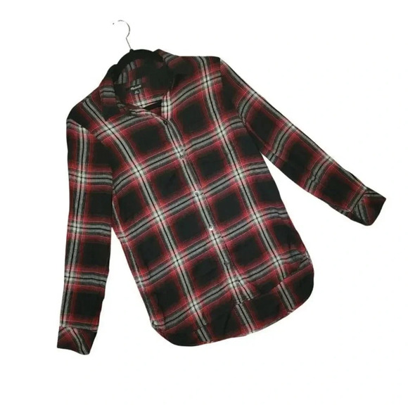 Madewell Shirt Women's Size XXS Black Red Cotton Button Down Long Sleeve Plaid - Picture 7 of 7